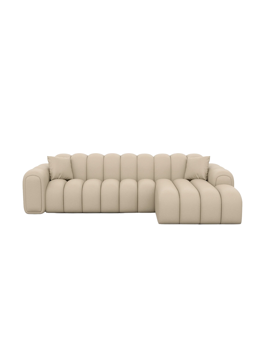 
4-Sitzer Design Echtleder Ecksofa „Casamira“ - Echtleder Beige / Eckteil links