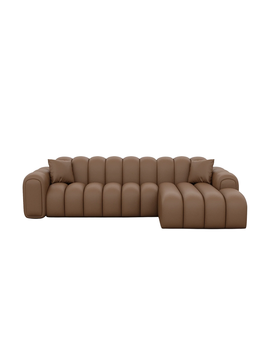 
4-Sitzer Design Echtleder Ecksofa „Casamira“ - Echtleder Beige / Eckteil links