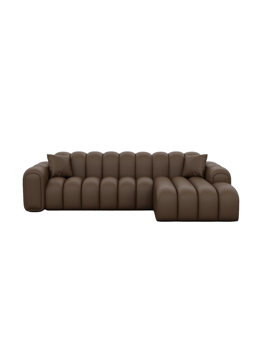 
4-Sitzer Design Echtleder Ecksofa „Casamira“ - Echtleder Beige / Eckteil links