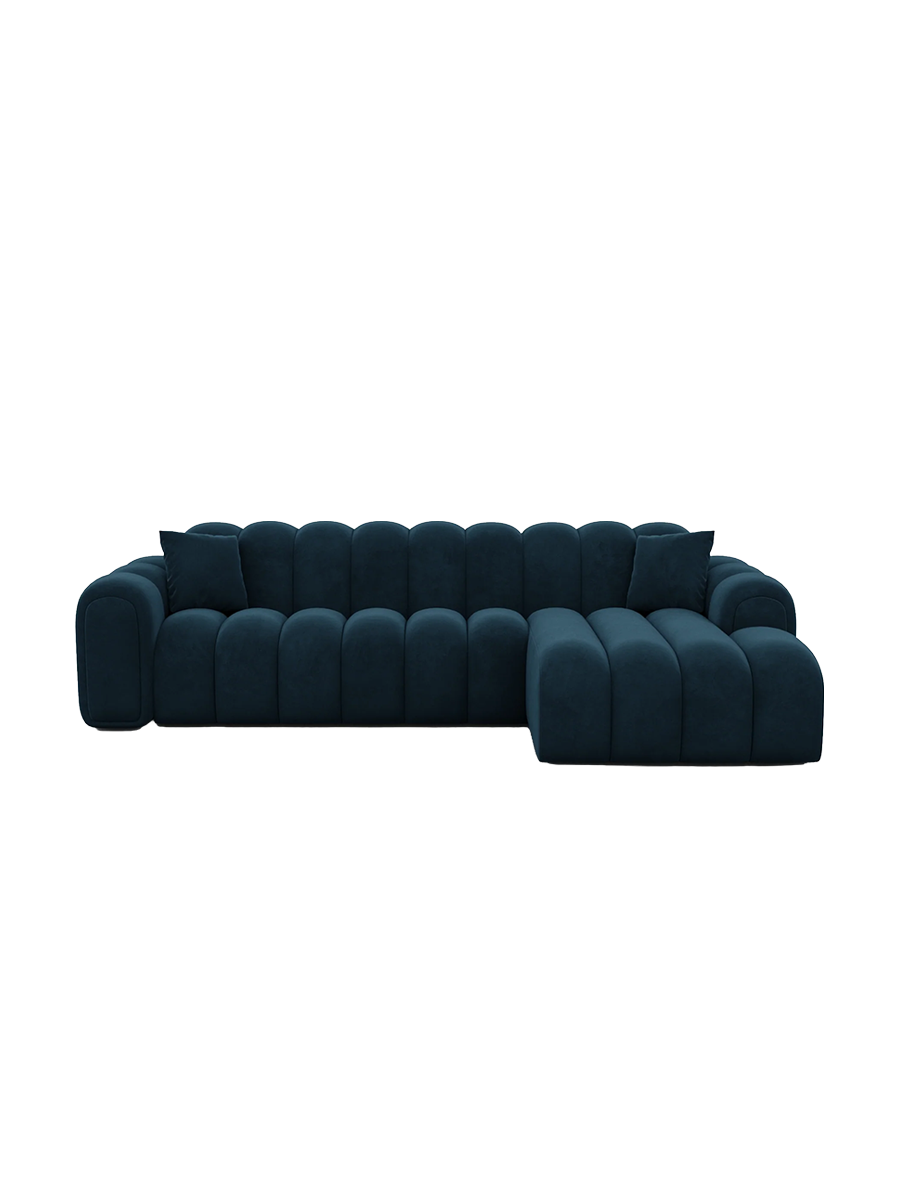 
4-Sitzer Design Ecksofa „Casamira“ mit Samtbezug - Samtbezug Beige / Eckteil links