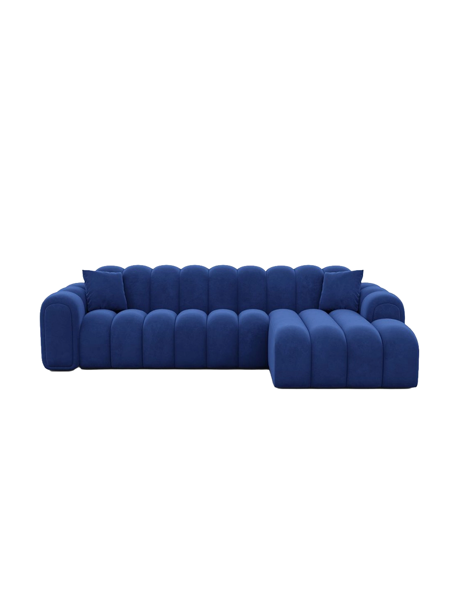 
4-Sitzer Design Ecksofa „Casamira“ mit Samtbezug - Samtbezug Beige / Eckteil links