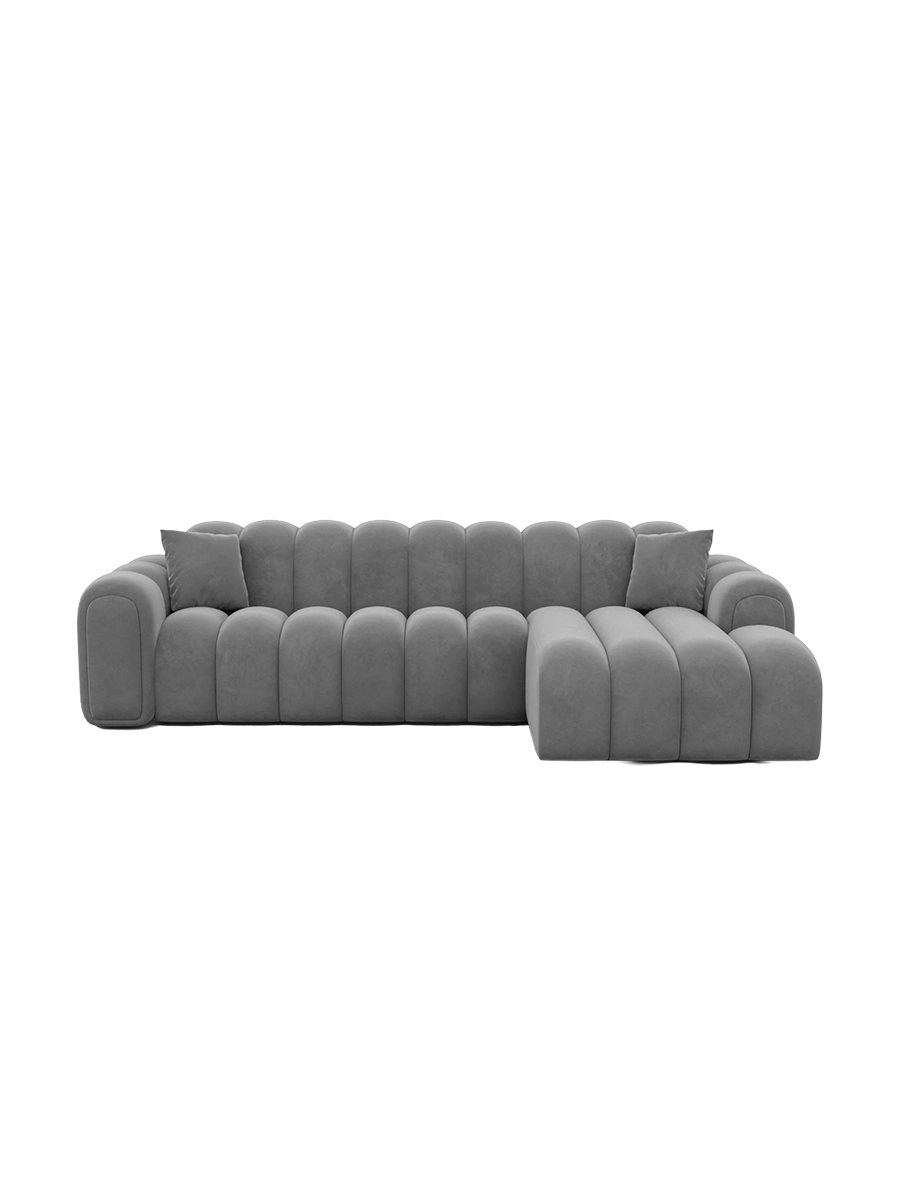 
4-Sitzer Design Ecksofa „Casamira“ mit Samtbezug - Samtbezug Beige / Eckteil links