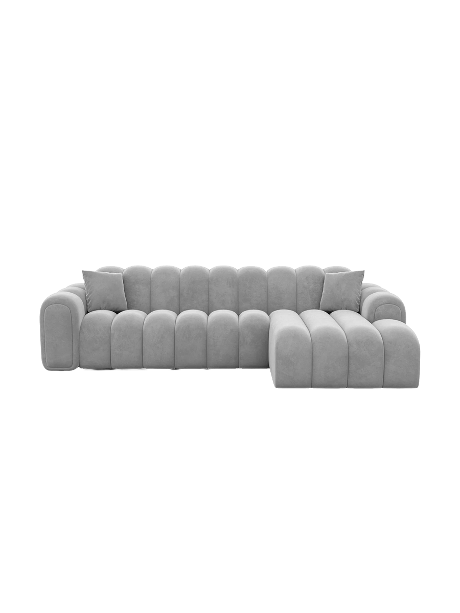 
4-Sitzer Design Ecksofa „Casamira“ mit Samtbezug - Samtbezug Beige / Eckteil links