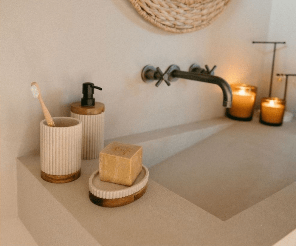 
Chic 4-piece bathroom set "Fabian" - Beige