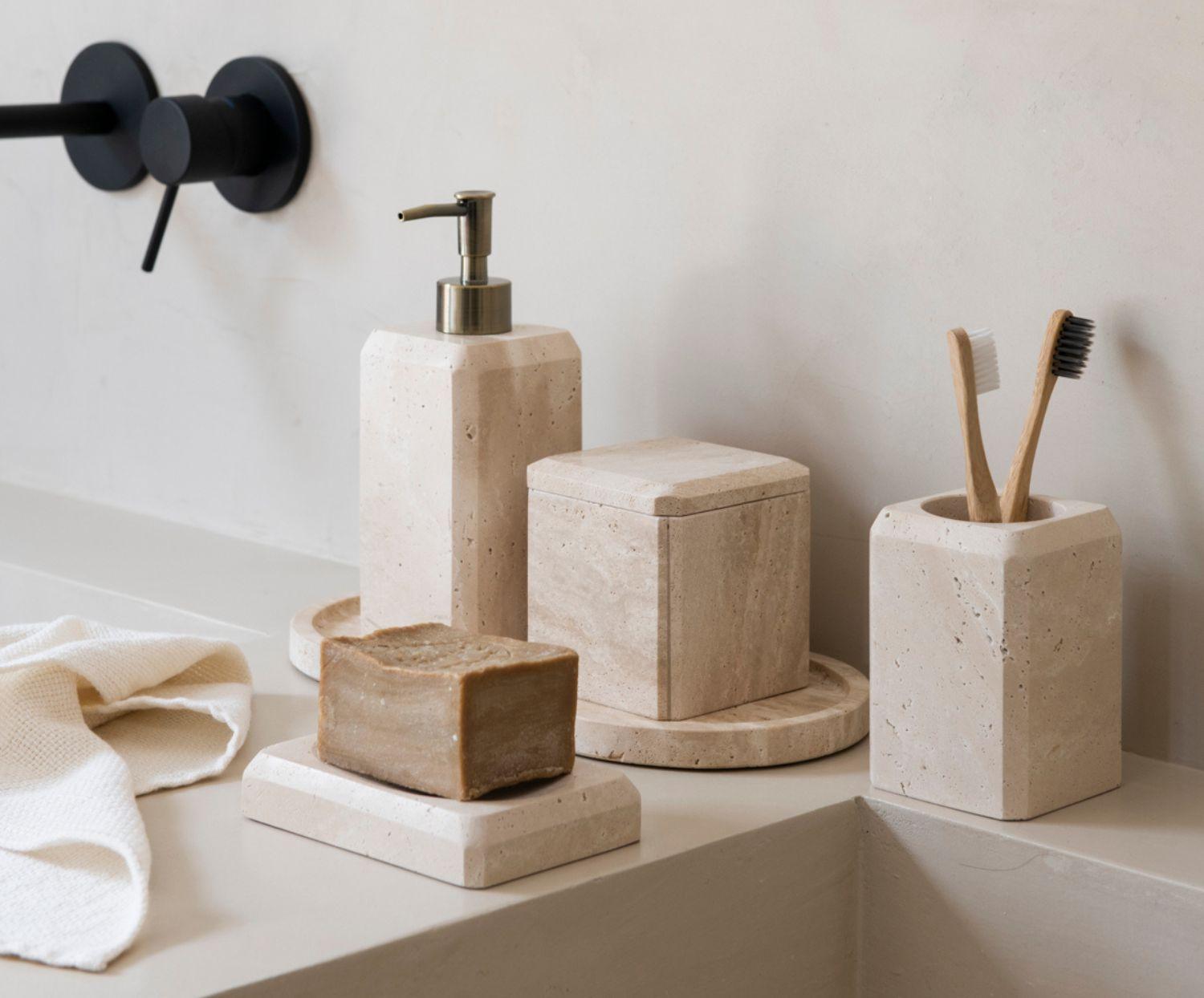 
Elegant "Norah" Soap Dish made of Travertine