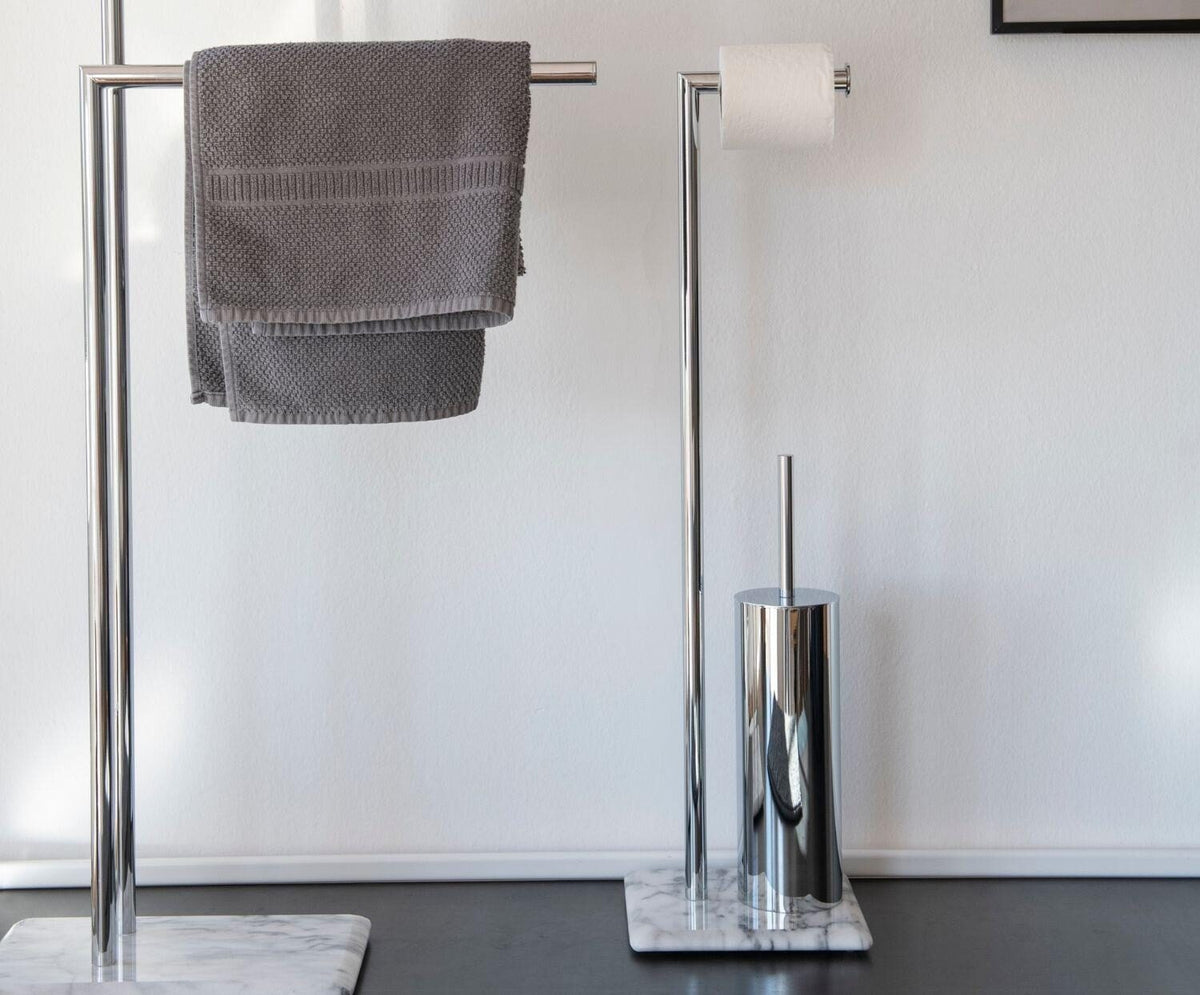 
Porte-papier toilette « Zara » avec brosse WC et socle en marbre