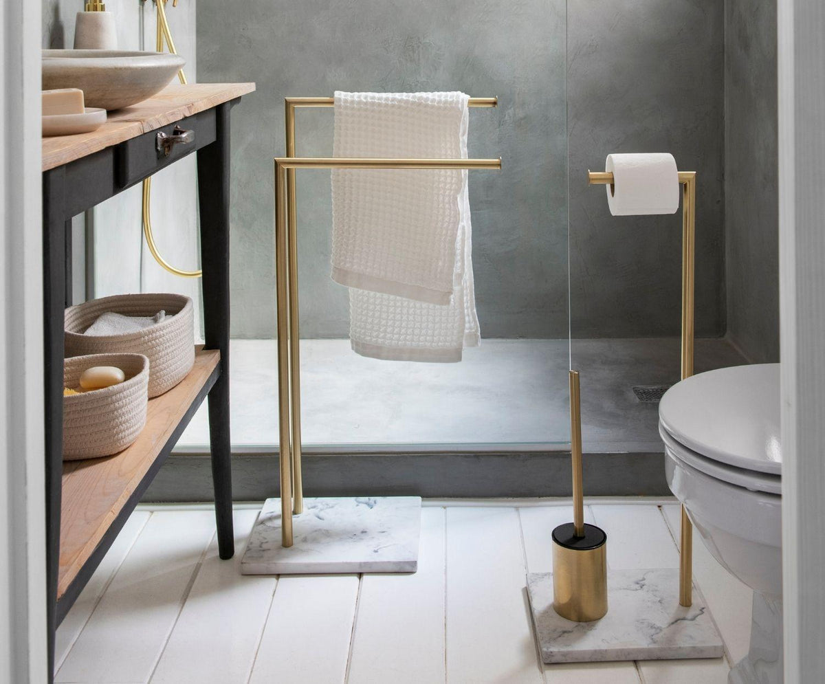 
Porte-papier toilette « Lory » avec brosse WC et aspect marbre