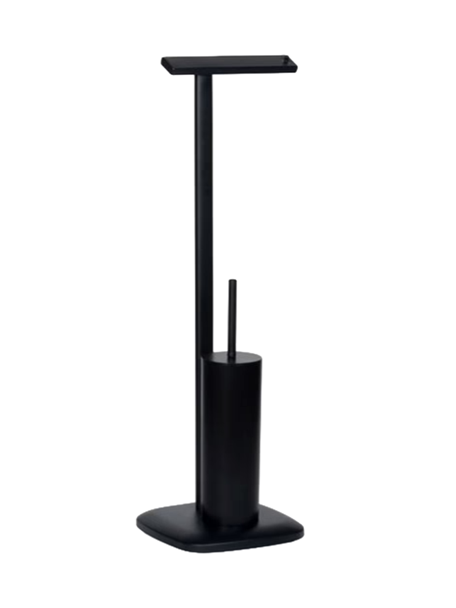 
Matte Black Toilet Paper Holder "Nero II" with Toilet Brush