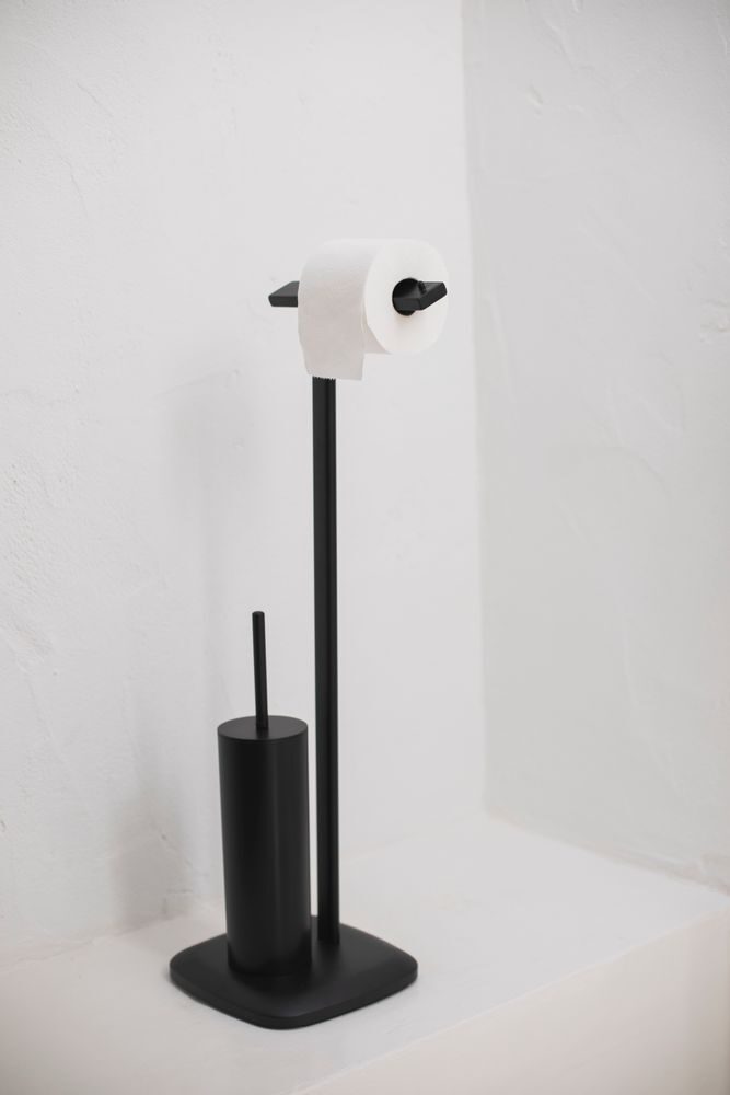 
Matte Black Toilet Paper Holder "Nero II" with Toilet Brush