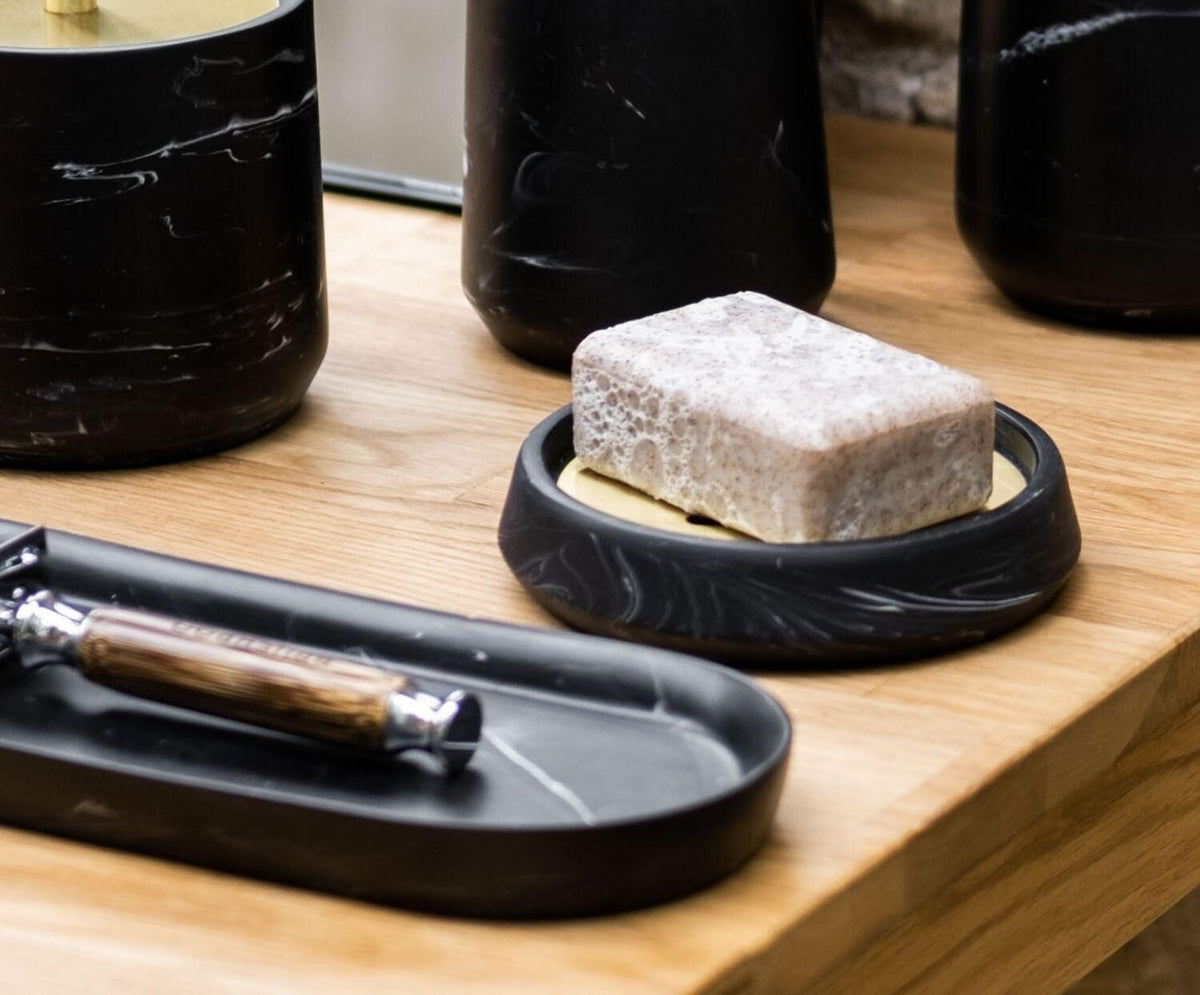 
Seifenschale „Nero“ mit Marmoroptik