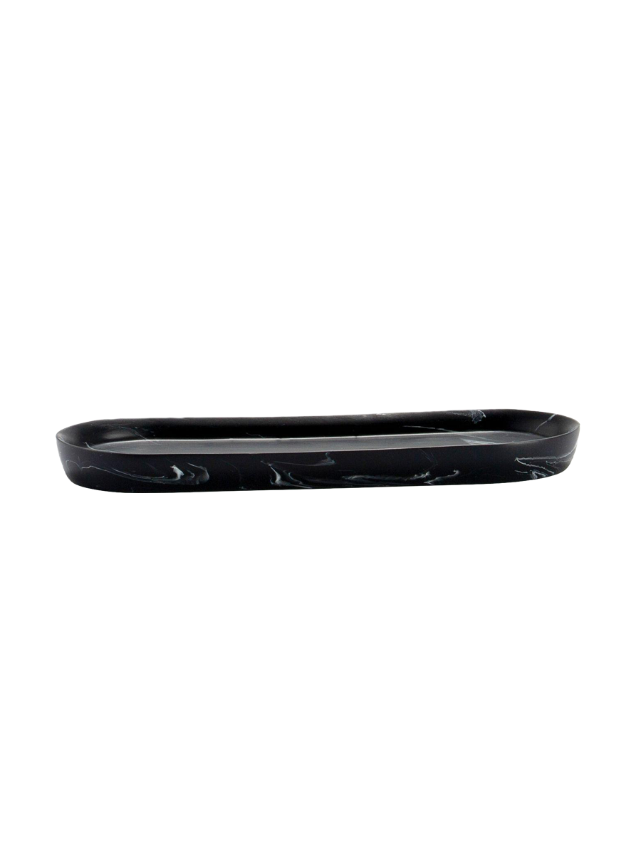 
Oval storage tray "Nero" with marble look