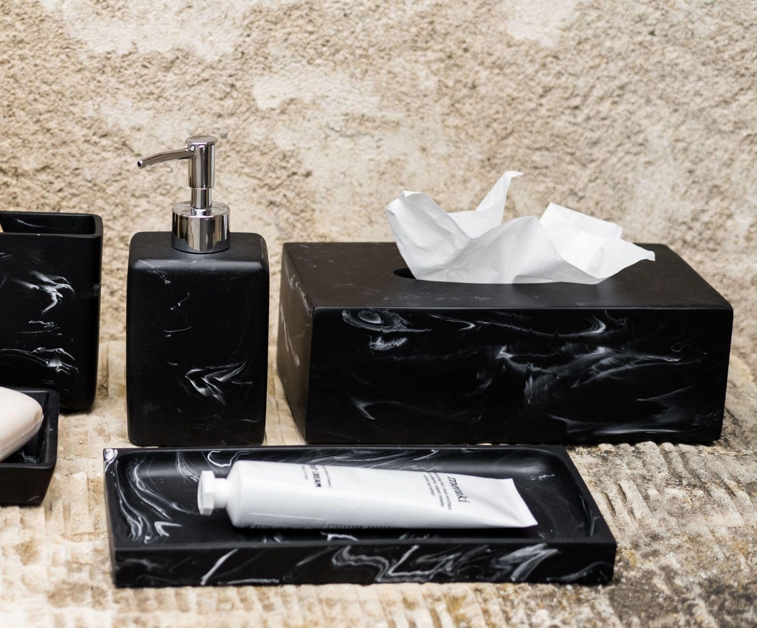 
"Nero" cosmetic tissue box with marble look