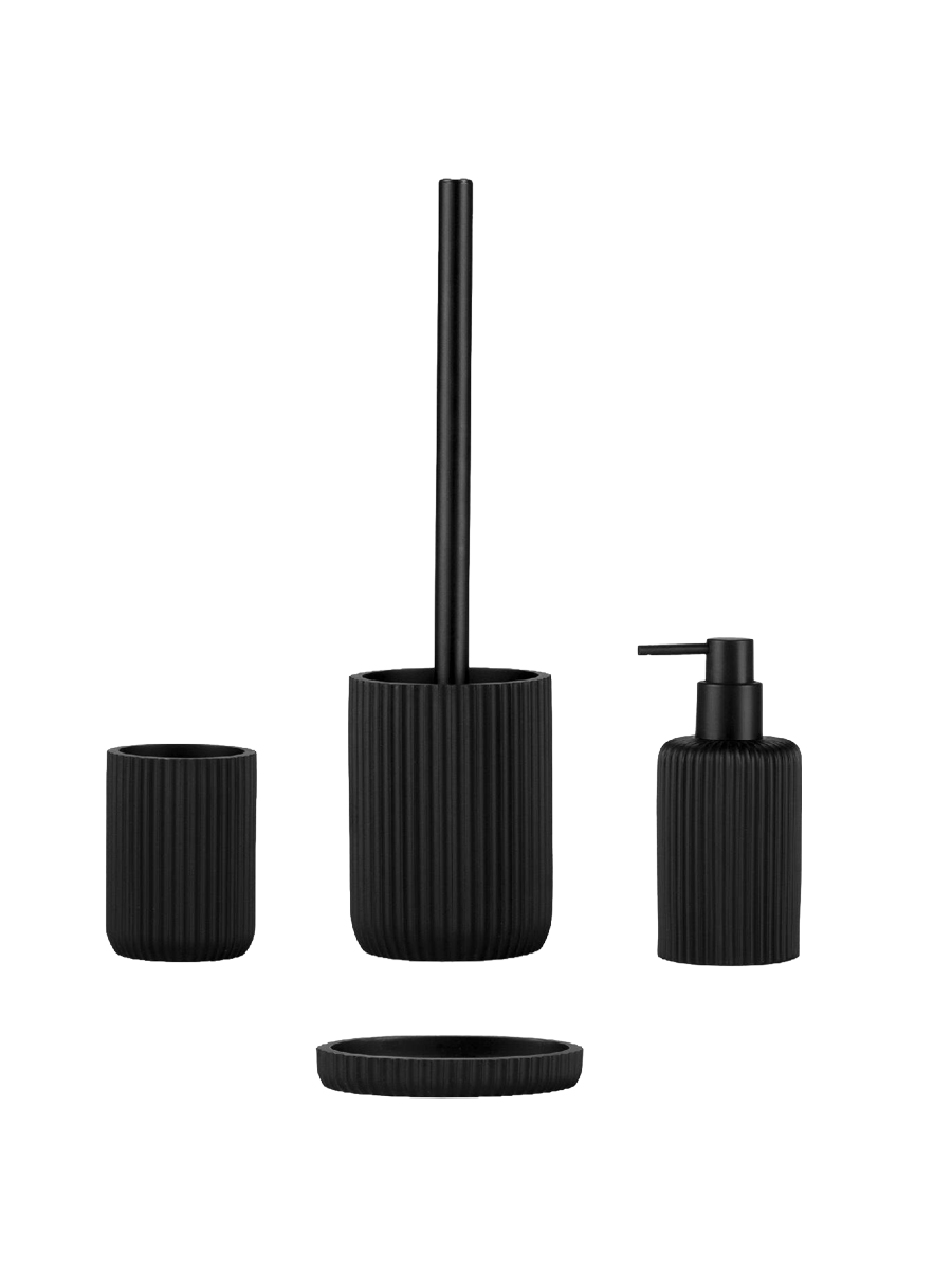 
4-teiliges Bad-Set "Black Stripes"