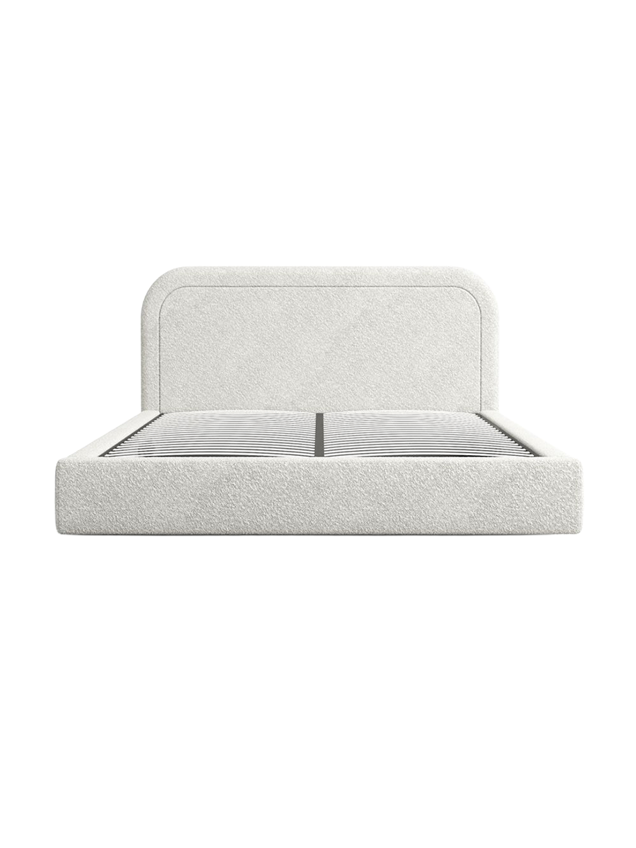 
Design Polsterbett „Masal“ mit Ablagefach, Bouclé Weiss - 140 x 200 cm
