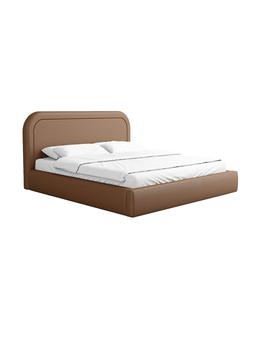 
Design Polsterbett „Masal“ mit Ablagefach, Kunstleder Choco Brown - 140 x 200 cm