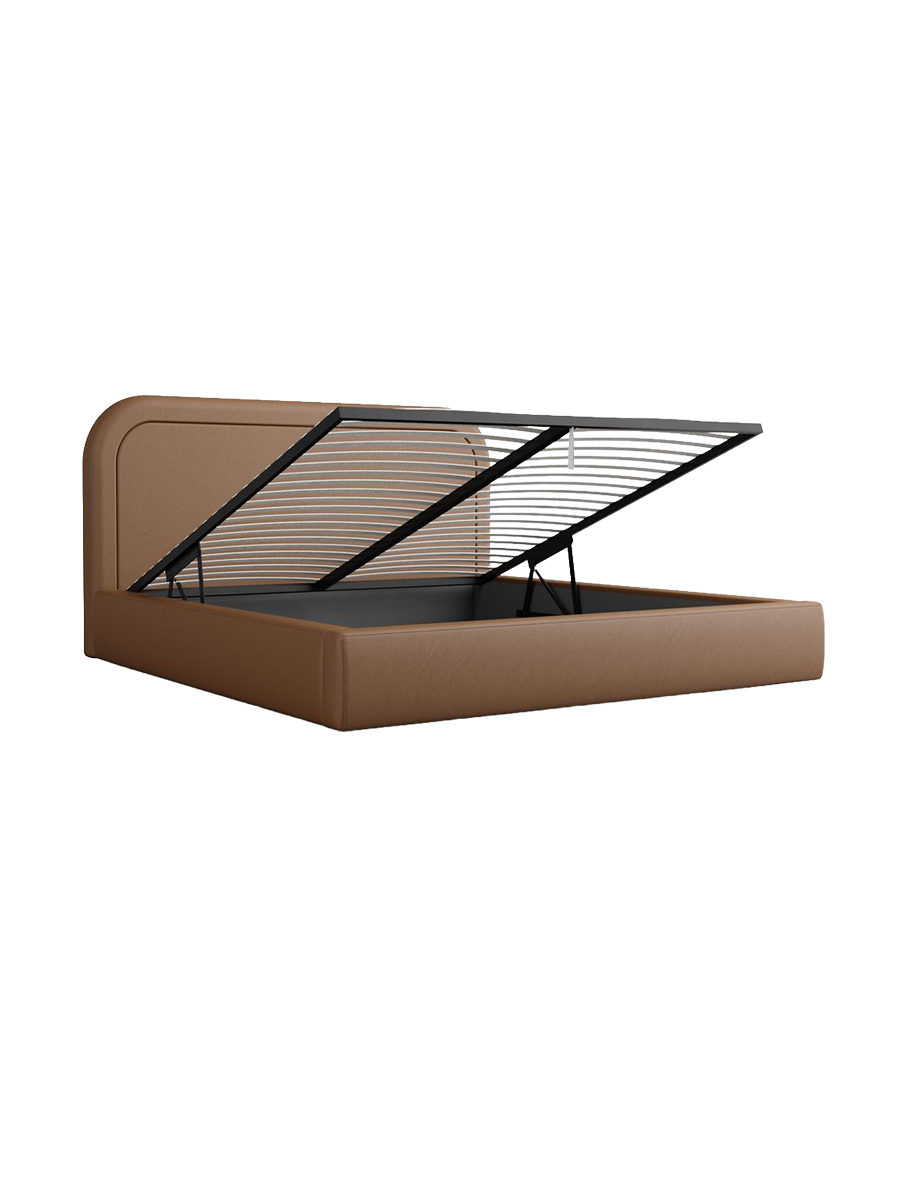 
Design Polsterbett „Masal“ mit Ablagefach, Kunstleder Choco Brown - 140 x 200 cm