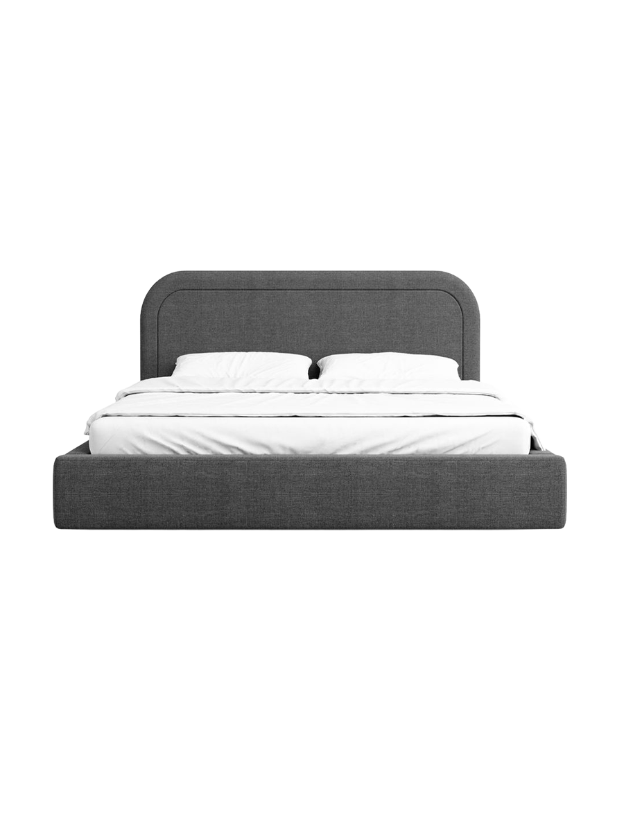 
Design Polsterbett „Masal“ mit Ablagefach, Webstoff Anthrazit - 140 x 200 cm