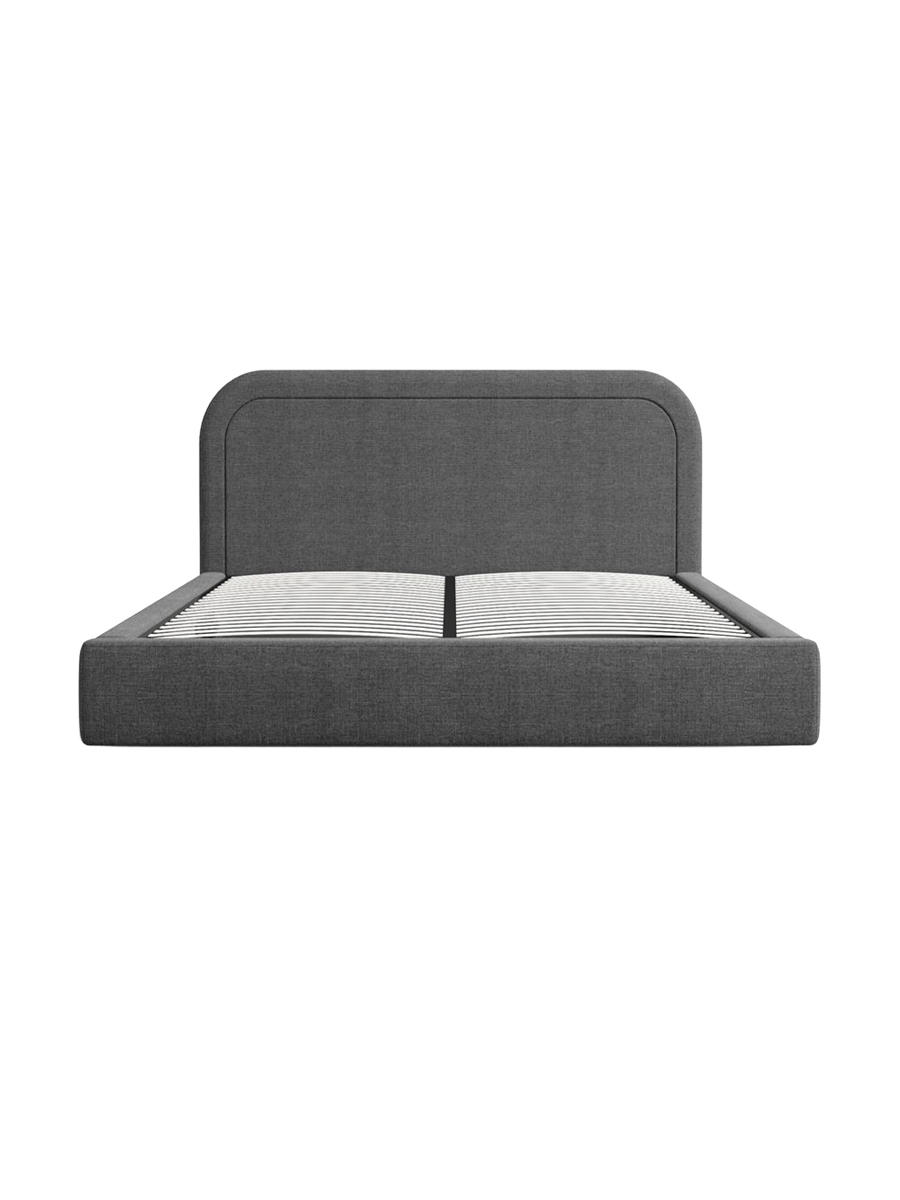 
Design Polsterbett „Masal“ mit Ablagefach, Webstoff Anthrazit - 140 x 200 cm