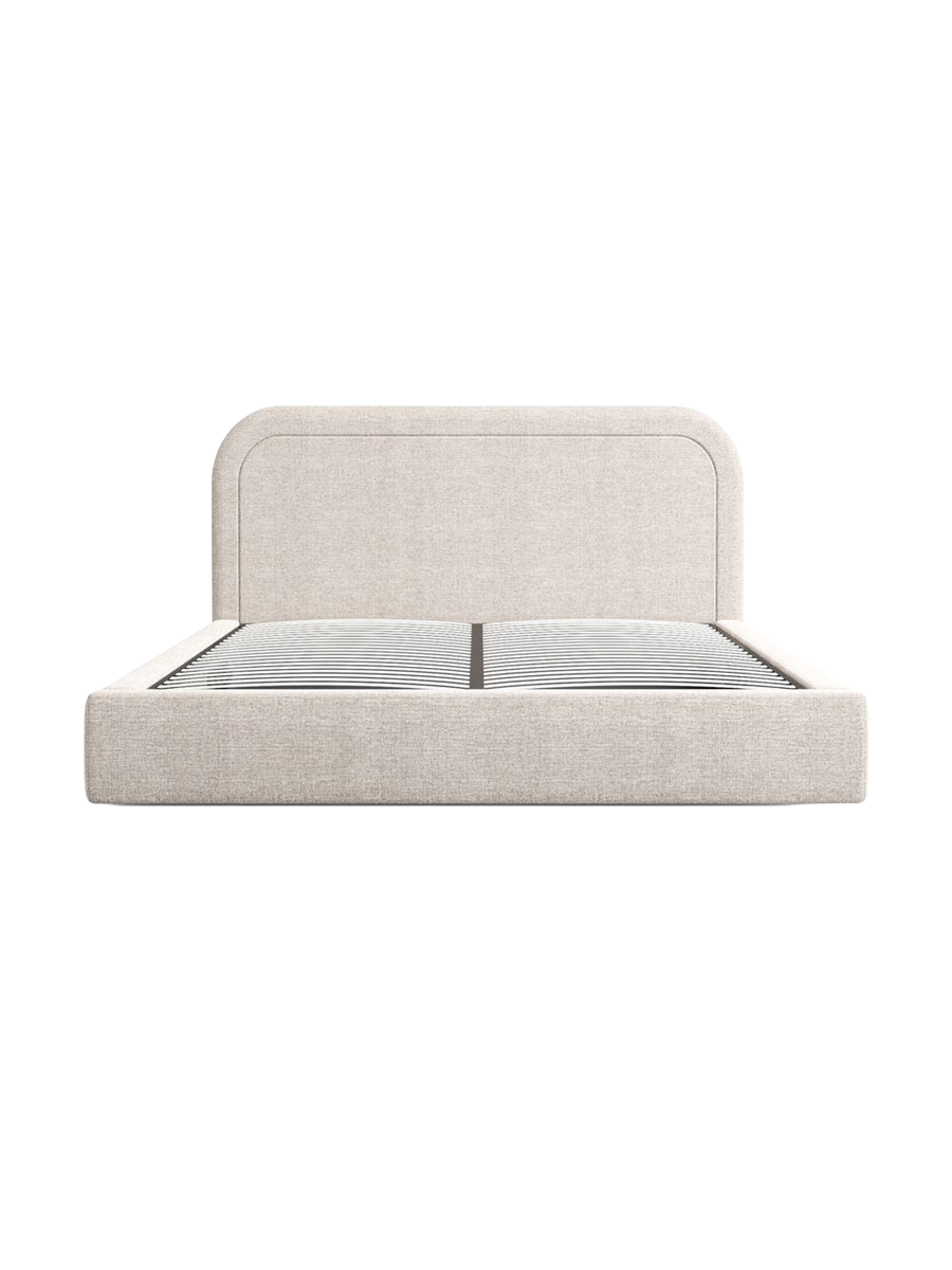 
Design Polsterbett „Masal“ mit Ablagefach, Webstoff Beige - 140 x 200 cm