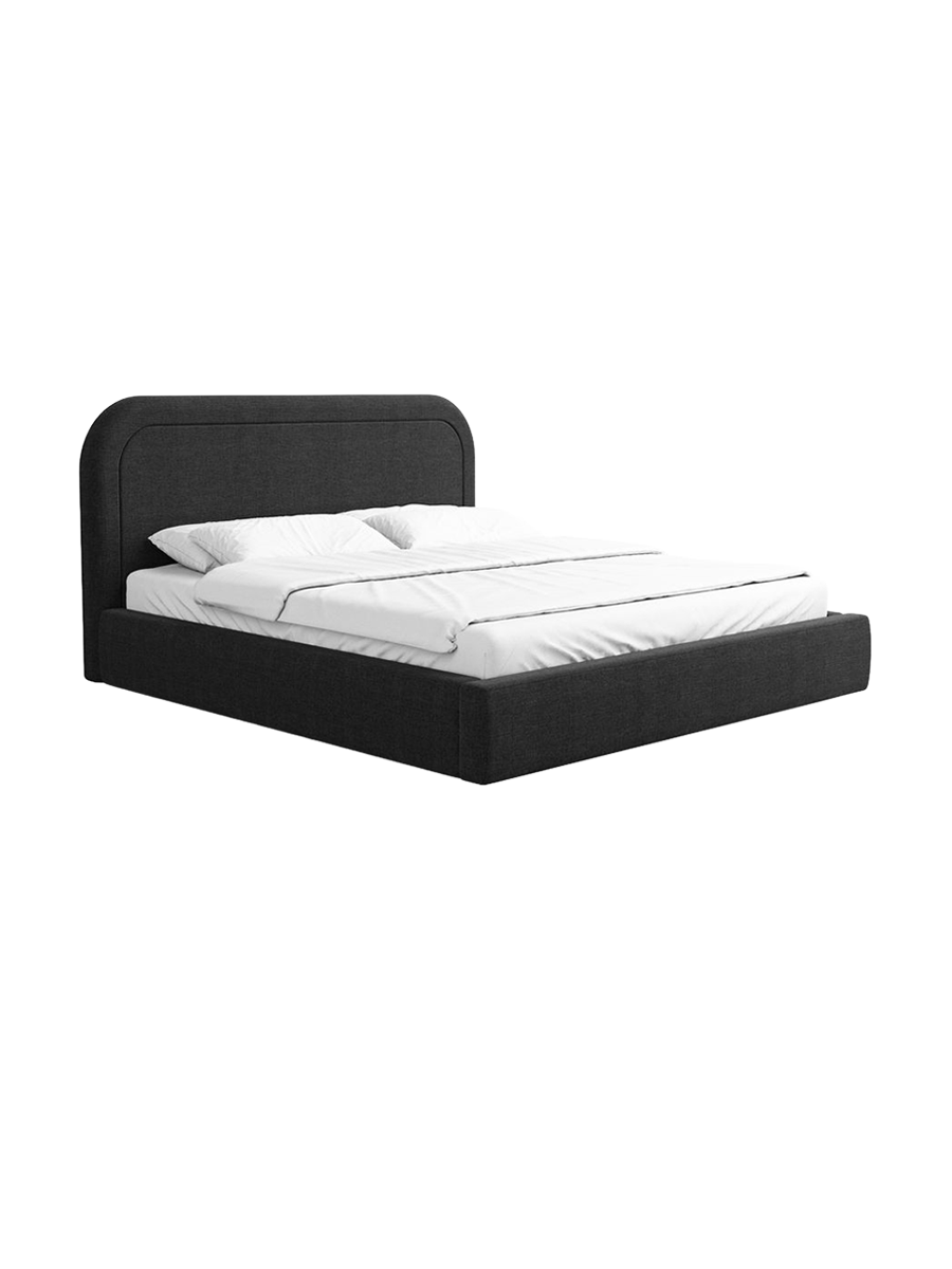 
Design Polsterbett „Masal“ mit Ablagefach, Webstoff Schwarz - 140 x 200 cm