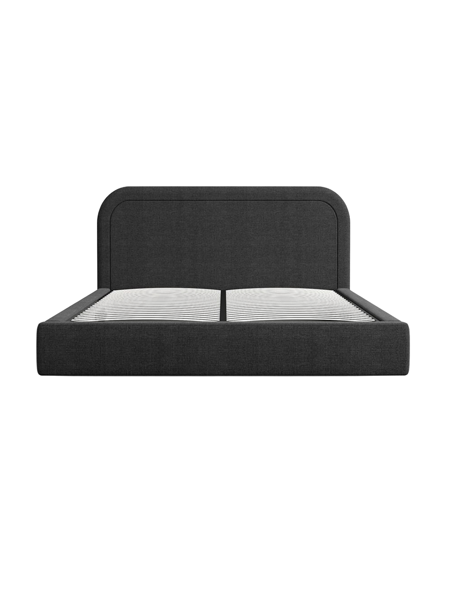 
Design Polsterbett „Masal“ mit Ablagefach, Webstoff Schwarz - 140 x 200 cm