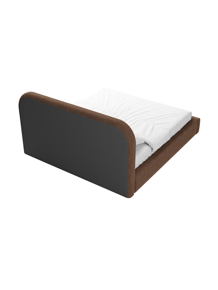 
Design Polsterbett „Masal“ mit Ablagefach, Webstoff Braun - 140 x 200 cm