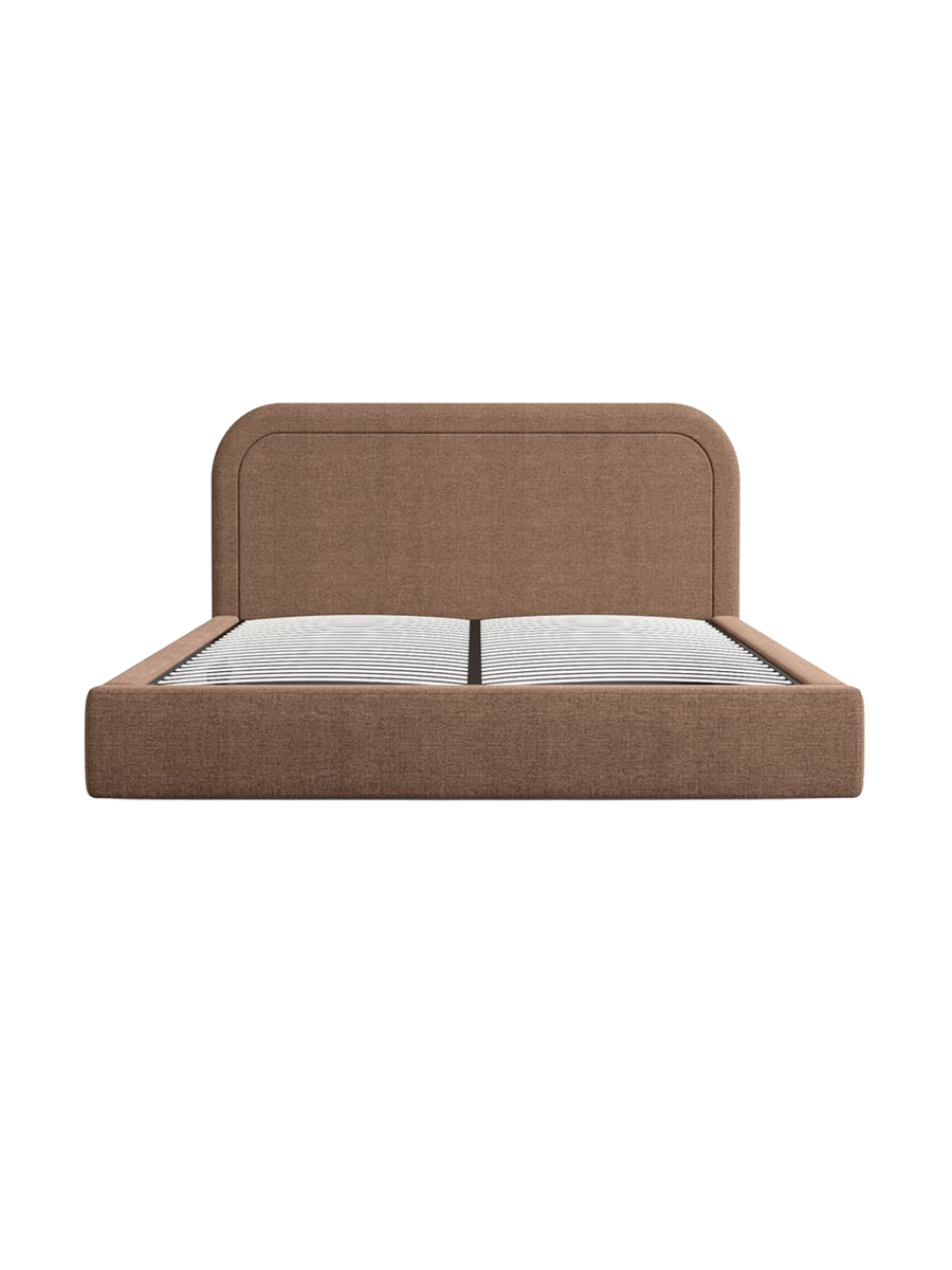 
Design Polsterbett „Masal“ mit Ablagefach, Webstoff Braun - 140 x 200 cm