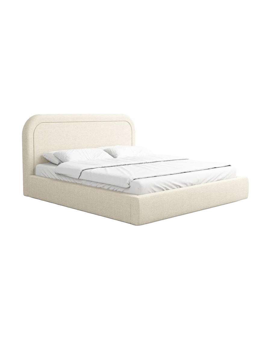 
Design Polsterbett „Masal“ mit Ablagefach, Webstoff Cream - 140 x 200 cm