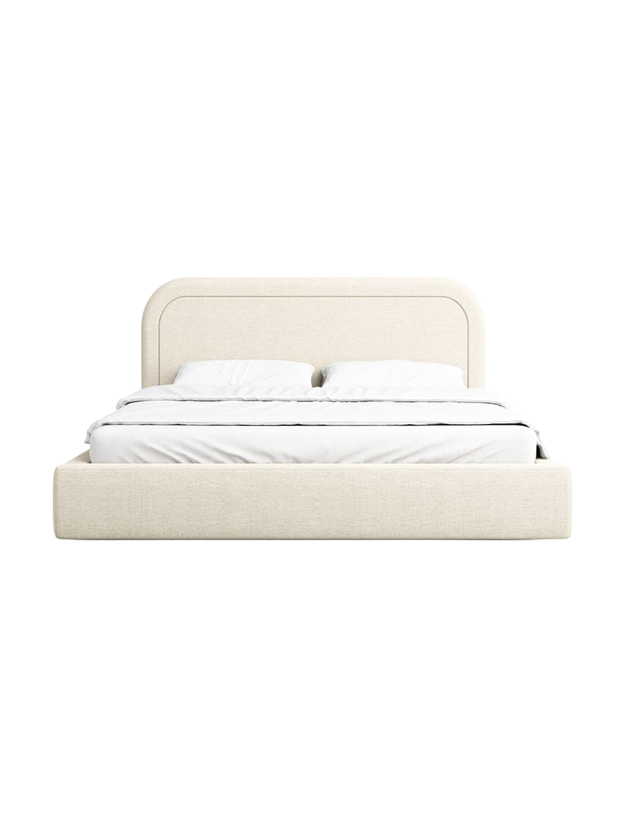 
Design Polsterbett „Masal“ mit Ablagefach, Webstoff Cream - 140 x 200 cm
