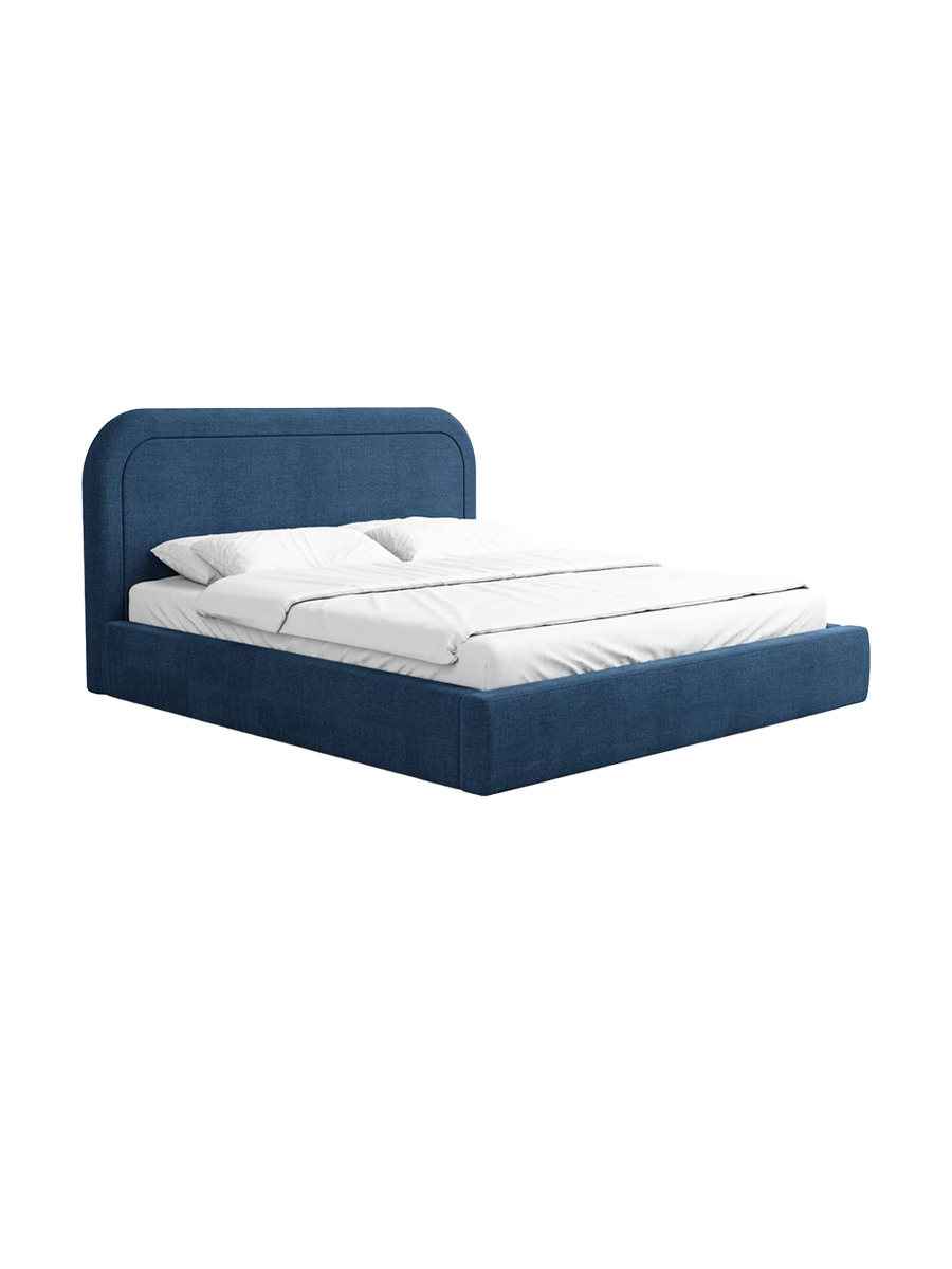 
Design Polsterbett „Masal“ mit Ablagefach, Webstoff Dunkelblau - 140 x 200 cm