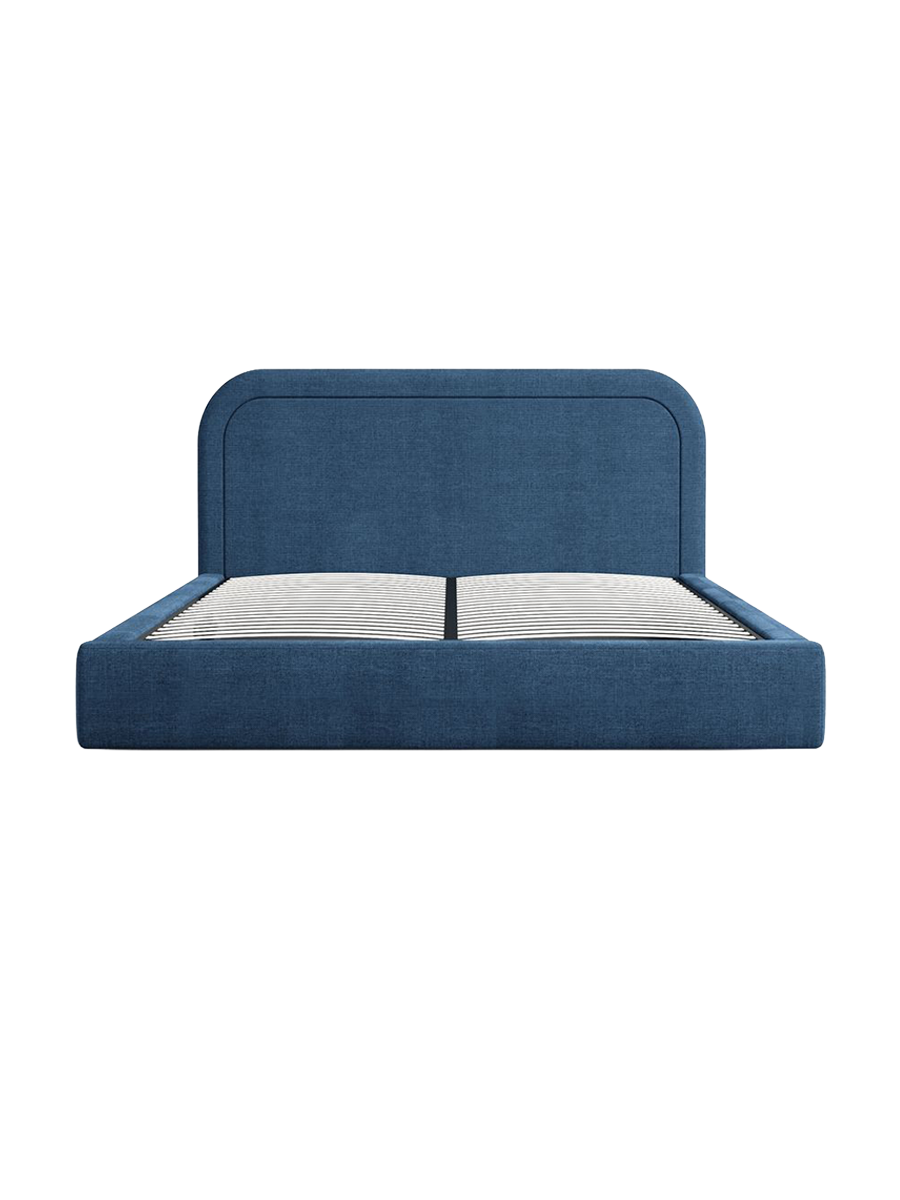 
Design Polsterbett „Masal“ mit Ablagefach, Webstoff Dunkelblau - 140 x 200 cm
