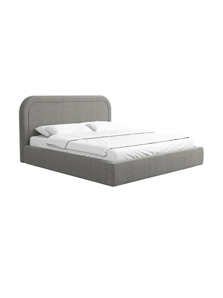 
Design Polsterbett „Masal“ mit Ablagefach, Webstoff Grau - 140 x 200 cm