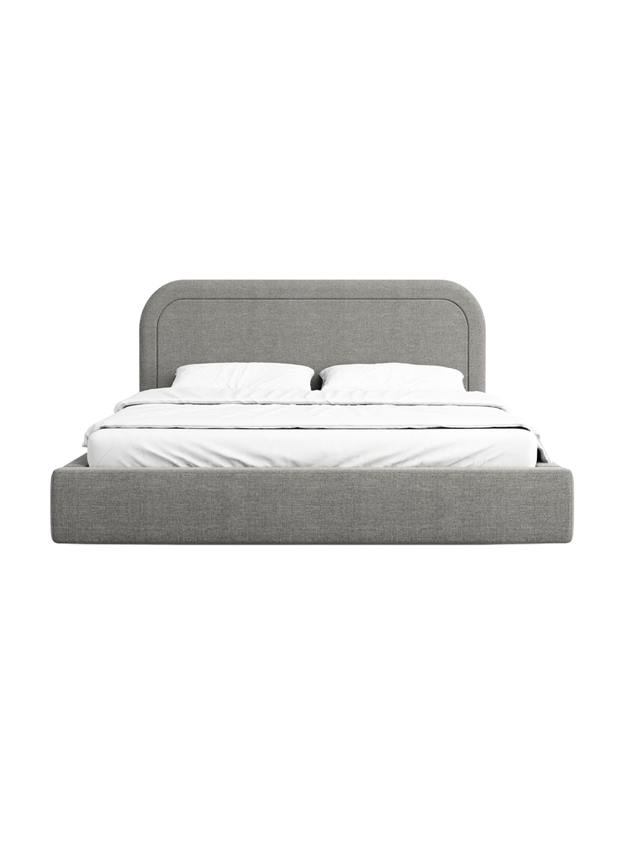 
Design Polsterbett „Masal“ mit Ablagefach, Webstoff Grau - 140 x 200 cm