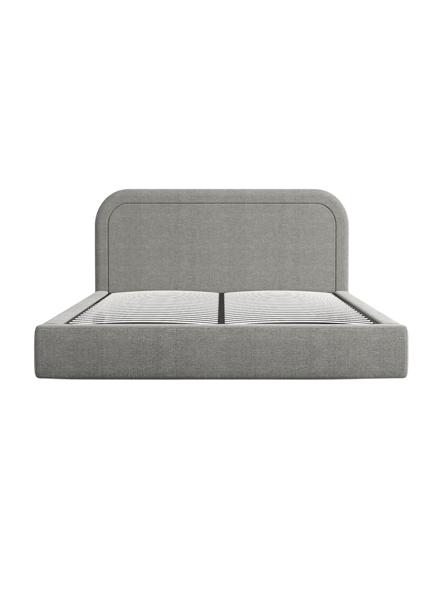 
Design Polsterbett „Masal“ mit Ablagefach, Webstoff Grau - 140 x 200 cm