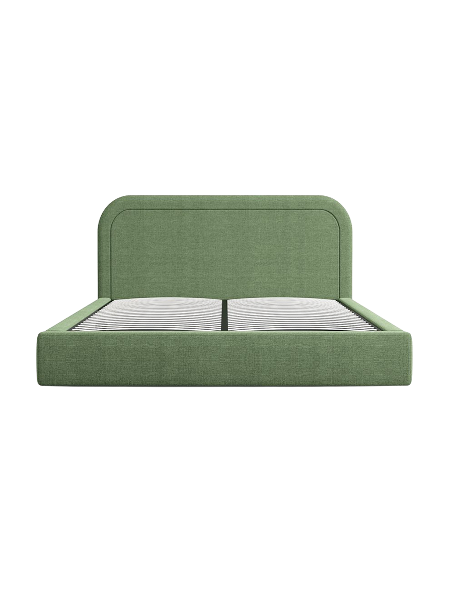
Design Polsterbett „Masal“ mit Ablagefach, Webstoff Grün - 140 x 200 cm