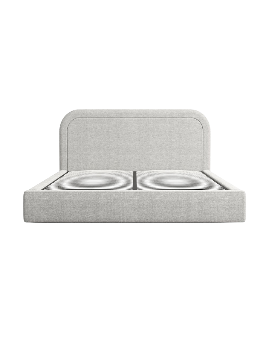 
Design Polsterbett „Masal“ mit Ablagefach, Webstoff Hellgrau - 140 x 200 cm