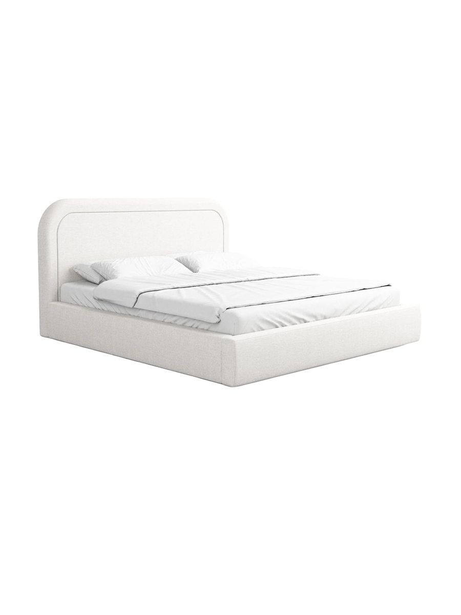 
Design Polsterbett „Masal“ mit Ablagefach, Webstoff Weiss - 140 x 200 cm