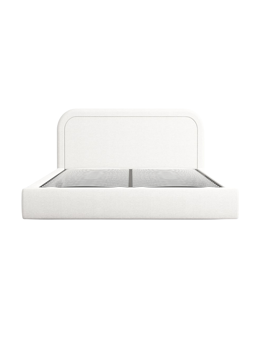 
Design Polsterbett „Masal“ mit Ablagefach, Webstoff Weiss - 140 x 200 cm