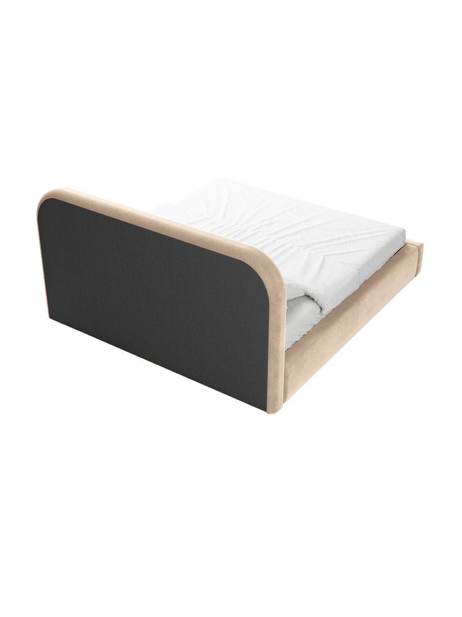 
Design Polsterbett „Masal“ mit Ablagefach, Samt Beige - 140 x 200 cm