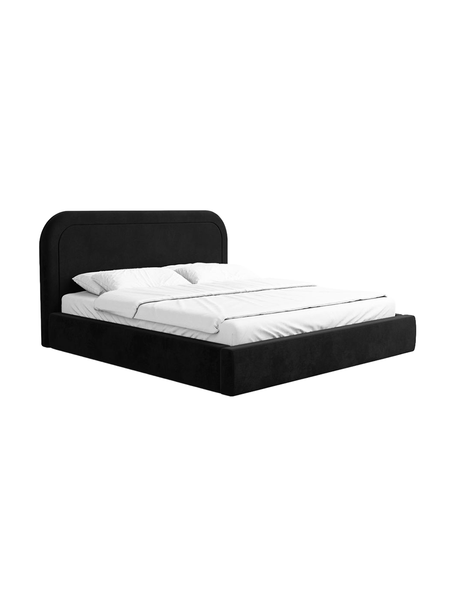 
Design Polsterbett „Masal“ mit Ablagefach, Samt Schwarz - 140 x 200 cm