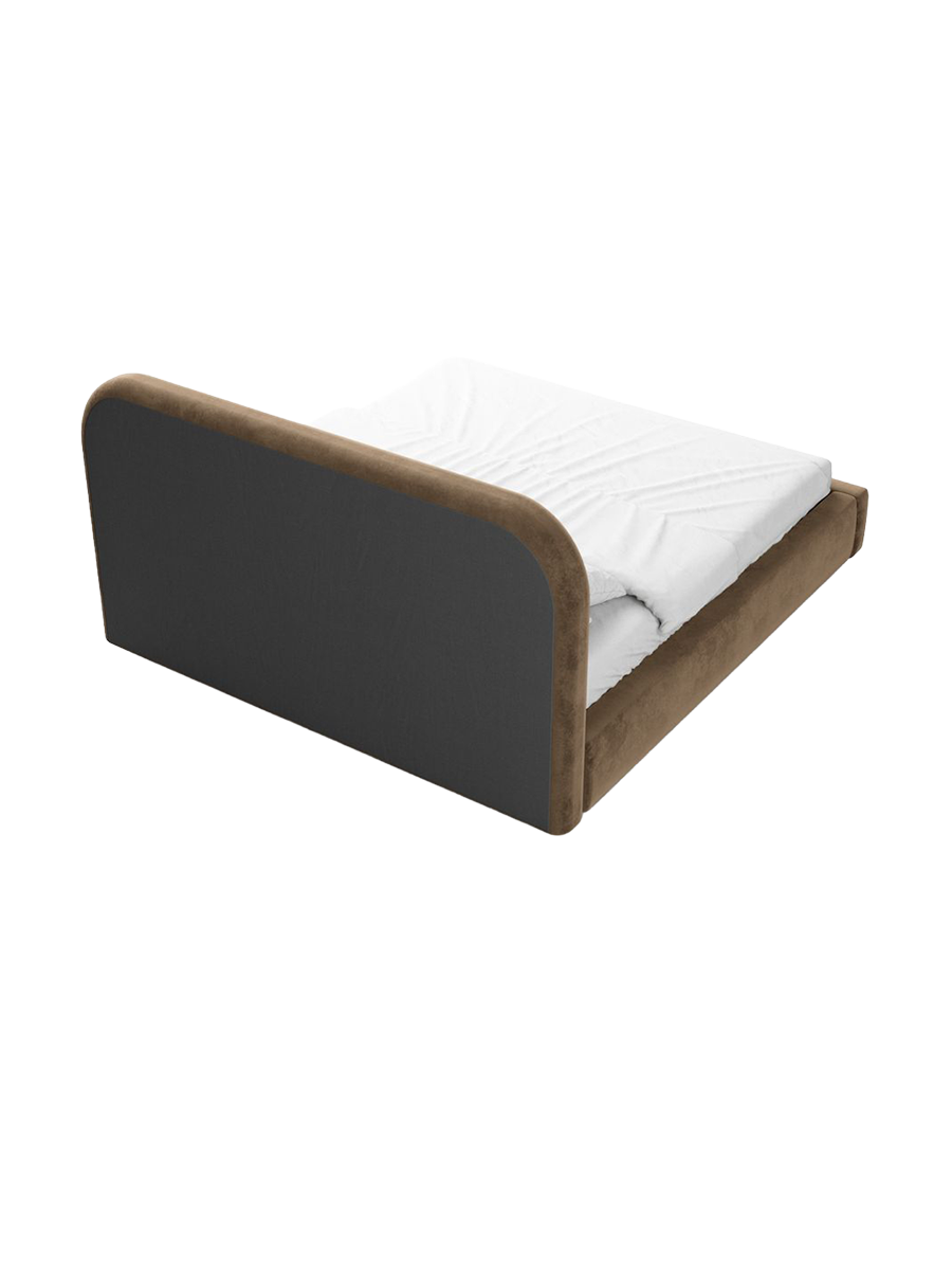 
Design Polsterbett „Masal“ mit Ablagefach, Samt Braun - 140 x 200 cm