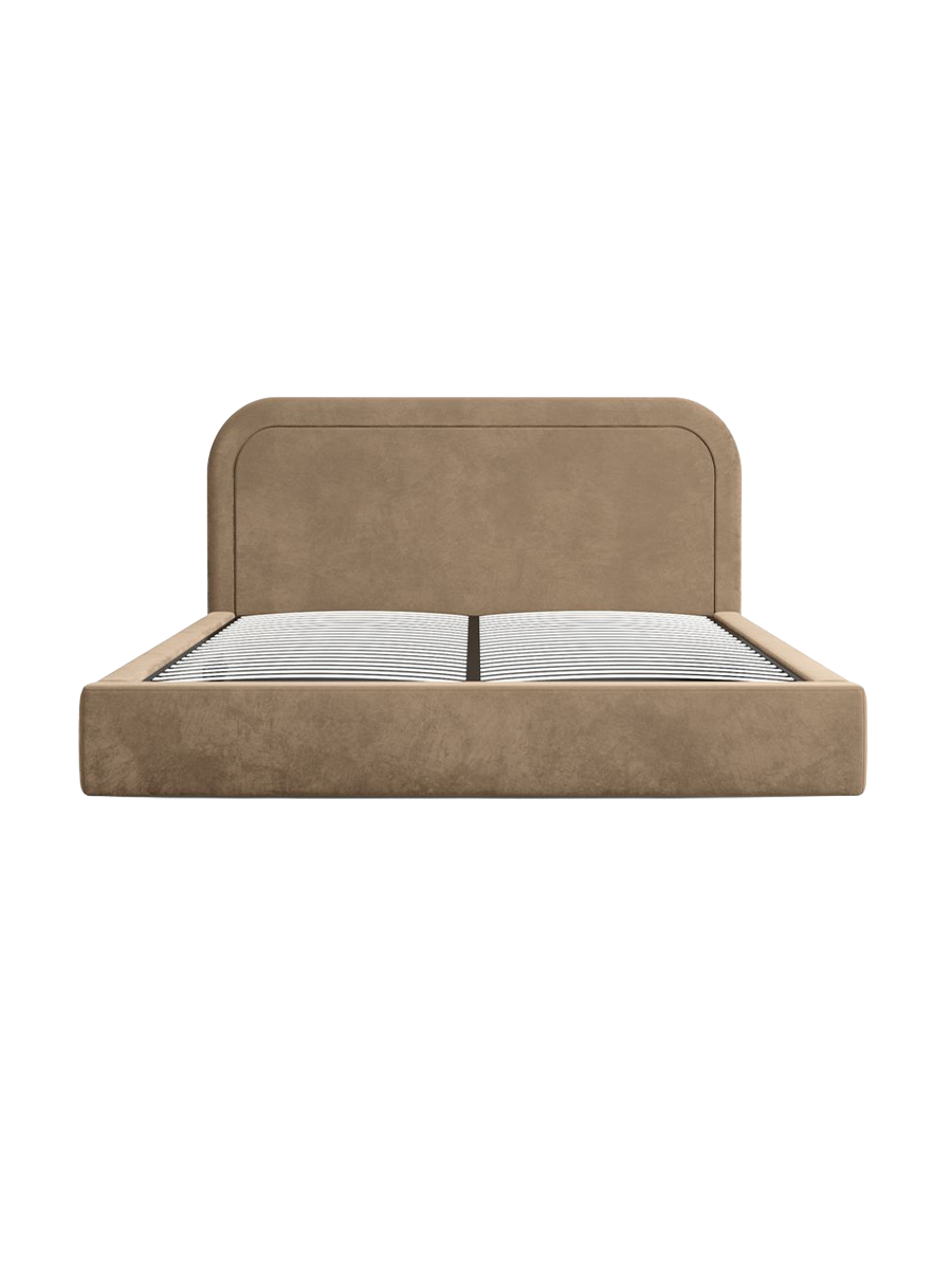
Design Polsterbett „Masal“ mit Ablagefach, Samt Braun - 140 x 200 cm