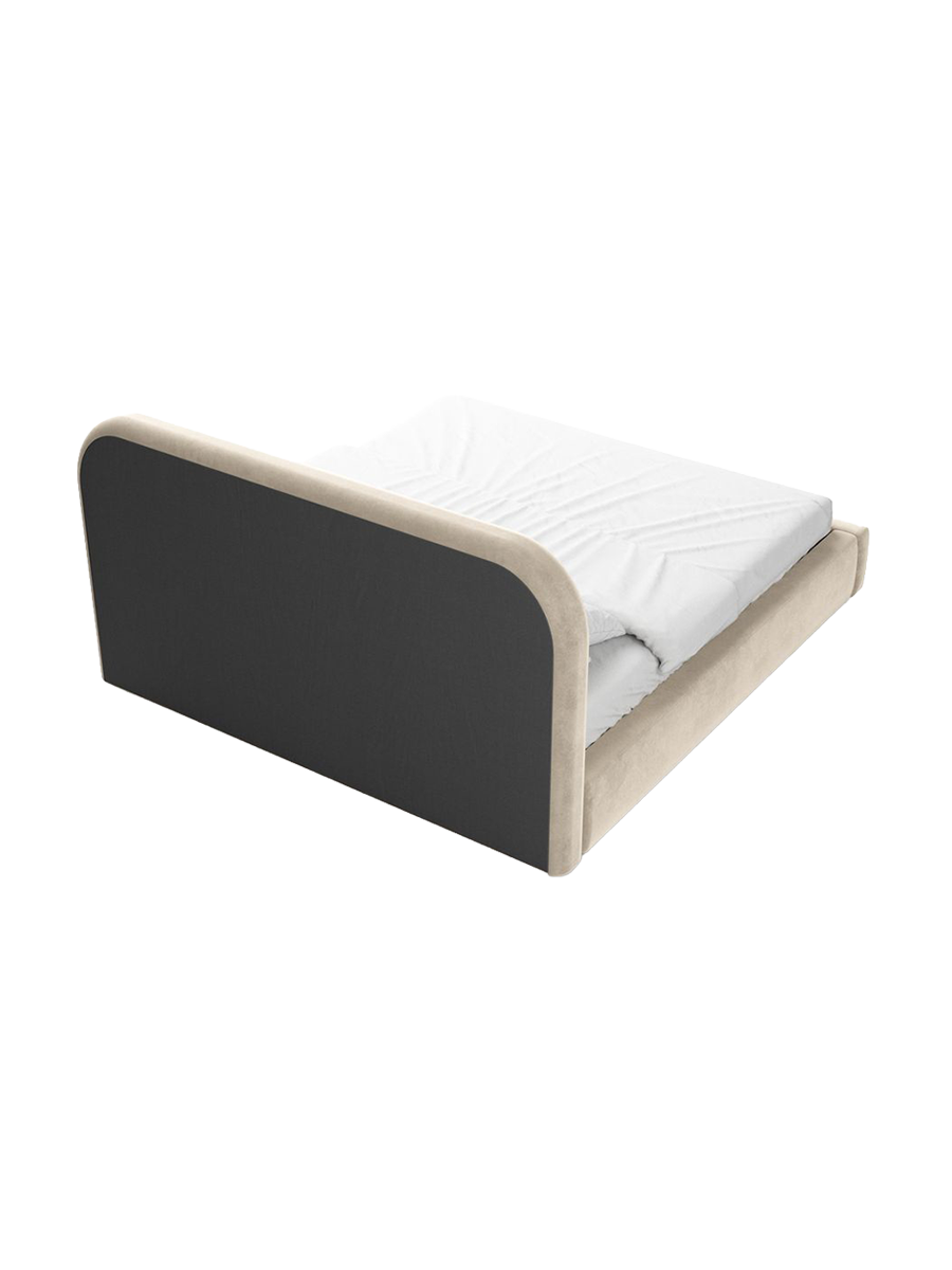 
Design Polsterbett „Masal“ mit Ablagefach, Samt Cream - 140 x 200 cm