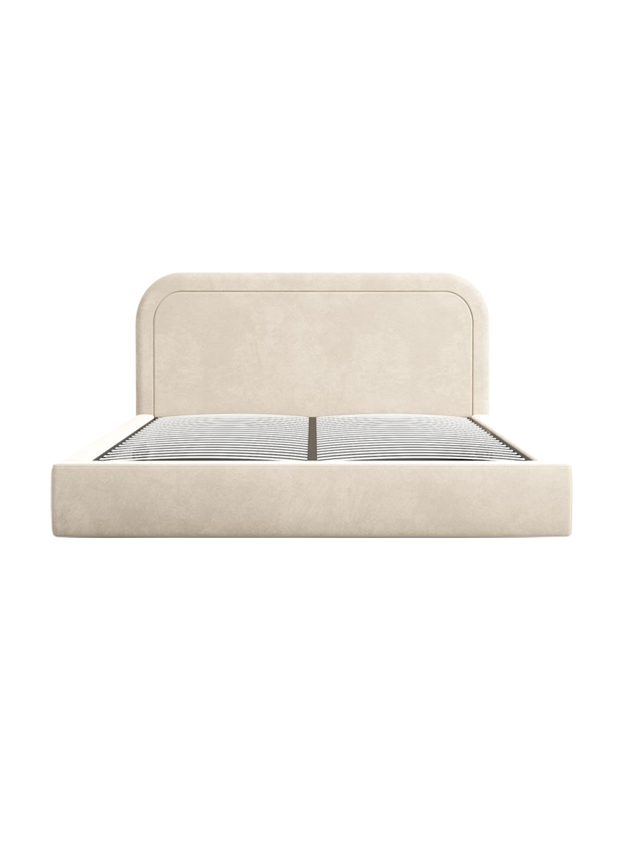 
Design Polsterbett „Masal“ mit Ablagefach, Samt Cream - 140 x 200 cm