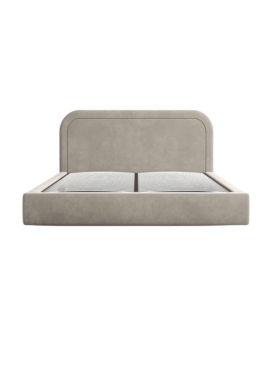 
Design Polsterbett „Masal“ mit Ablagefach, Samt Beige dunkel - 140 x 200 cm