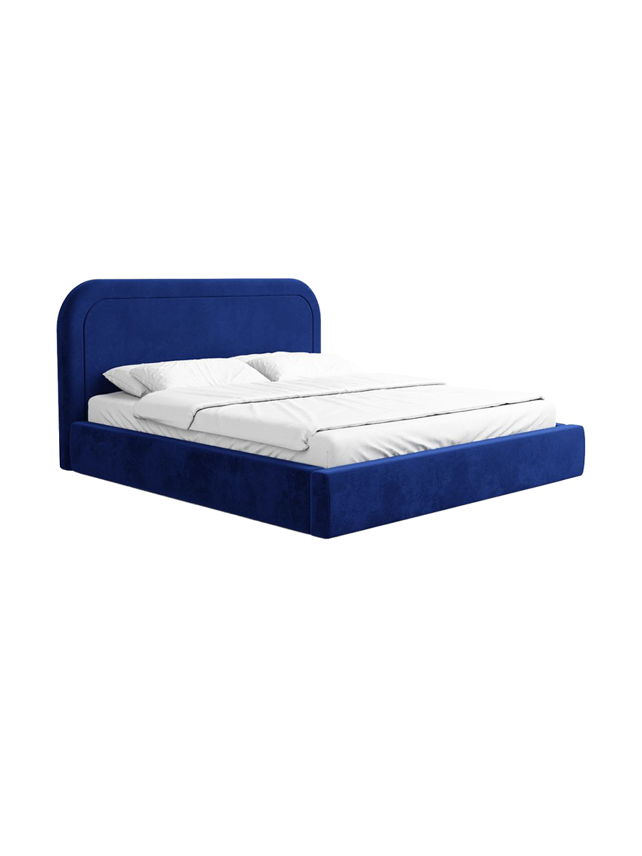 
Design Polsterbett „Masal“ mit Ablagefach, Samt Dunkelblau - 140 x 200 cm