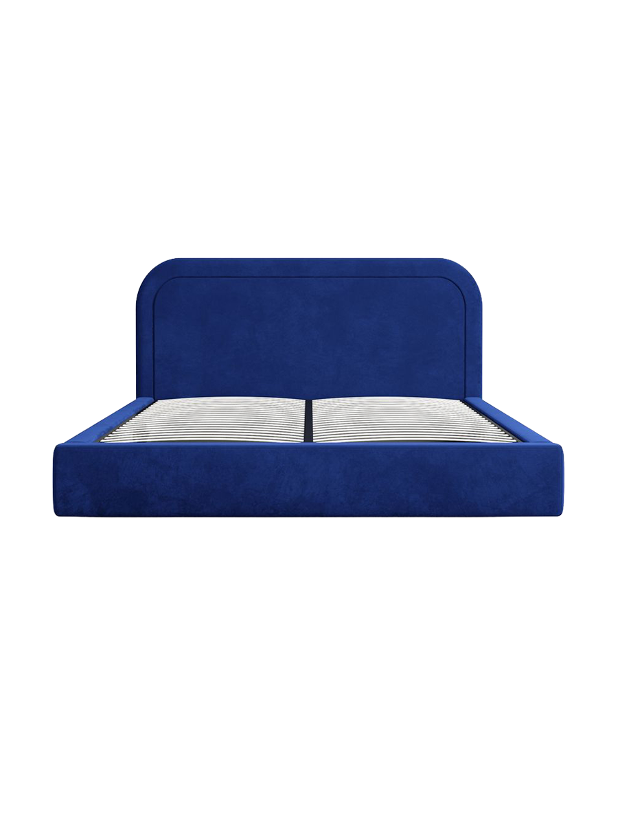 
Design Polsterbett „Masal“ mit Ablagefach, Samt Dunkelblau - 140 x 200 cm