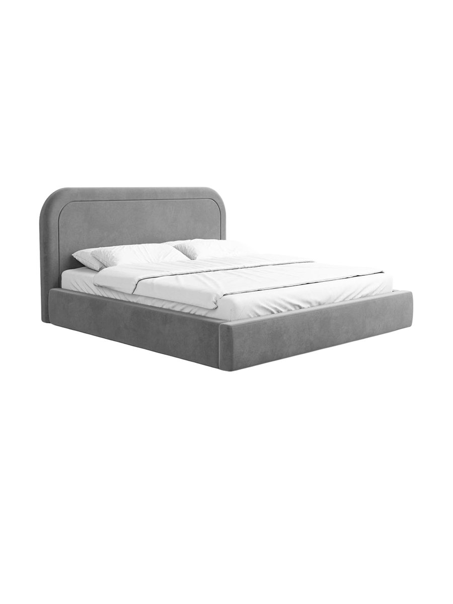 
Design Polsterbett „Masal“ mit Ablagefach, Samt Grau - 140 x 200 cm