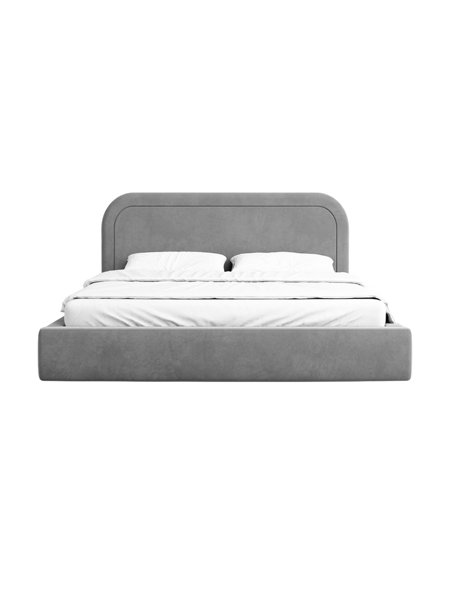 
Design Polsterbett „Masal“ mit Ablagefach, Samt Grau - 140 x 200 cm