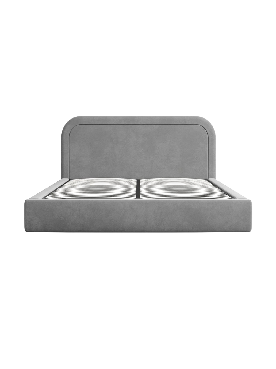 
Design Polsterbett „Masal“ mit Ablagefach, Samt Grau - 140 x 200 cm